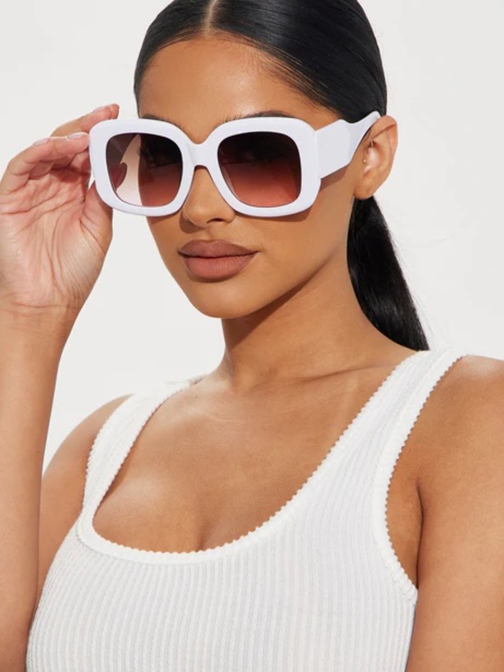 White Oversized Square Sunglasses